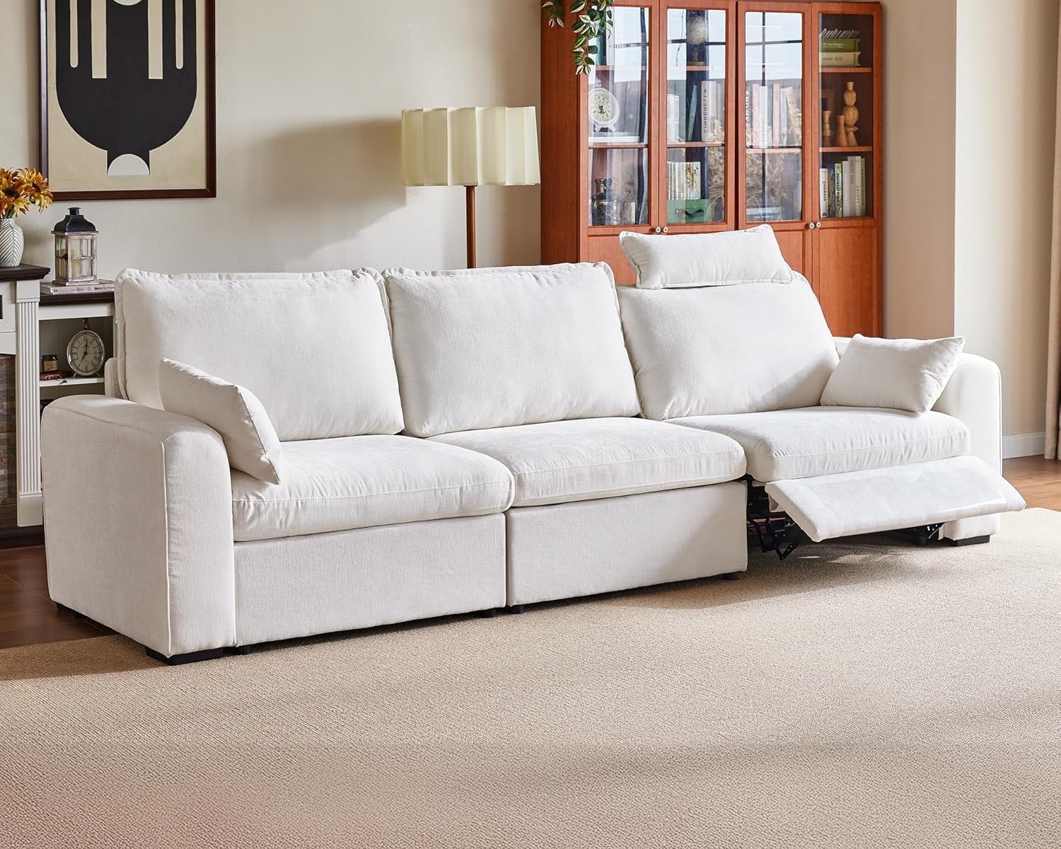 BEDEEP 125'' Power Recliner Sofa with Headrest, Moduar Cloud Sectional ...