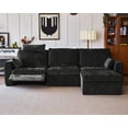 thumbnail image 1 of BEDEEP 125'' Power Recliner Sofa with Headrest, Modular Cloud Sectional Chenille Reclining Couch with Storage Ottoman Chaise, Convertible 4-Seater Sofa Couch for Living Room RV, Black, 1 of 10