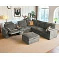 thumbnail image 1 of BEDEEP 133.9'' Power Recliner Sofa with Headrest Console, Modular Cloud Sectional Chenille Reclining Couch with Storage Ottoman Chaise, Convertible 6-Seater Sofa Couch for Living Room RV, Gray, 1 of 11
