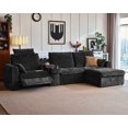 thumbnail image 1 of BEDEEP 139'' Power Recliner Sofa with Headrest Console, Modular Cloud Sectional Chenille Reclining Couch with Storage Ottoman Chaise, Convertible 4-Seater Sofa Couch for Living Room RV, Black, 1 of 11