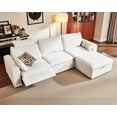thumbnail image 1 of BEDEEP 125'' Power Recliner Sofa with Headrest, Modular Cloud Sectional Chenille Reclining Couch with Storage Ottoman Chaise, Convertible 4-Seater Sofa Couch for Living Room RV, White, 1 of 10