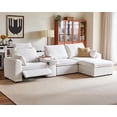 thumbnail image 1 of BEDEEP 139'' Power Recliner Sofa with Headrest Console, Modular Cloud Sectional Chenille Reclining Couch with Storage Ottoman Chaise, Convertible 4-Seater Sofa Couch for Living Room RV, White, 1 of 10