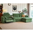 thumbnail image 1 of BEDEEP 139'' Power Recliner Sofa with Headrest Console, Modular Cloud Sectional Chenille Reclining Couch with Storage Ottoman Chaise, Convertible 4-Seater Sofa Couch for Living Room RV, Green, 1 of 10
