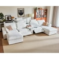 thumbnail image 1 of BEDEEP 174.4'' Power Recliner Sofa with Headrest Console, Modular Cloud Sectional Chenille Reclining Couch with Storage Ottoman Chaise, Convertible 6-Seater Sofa Couch for Living Room RV, White, 1 of 10
