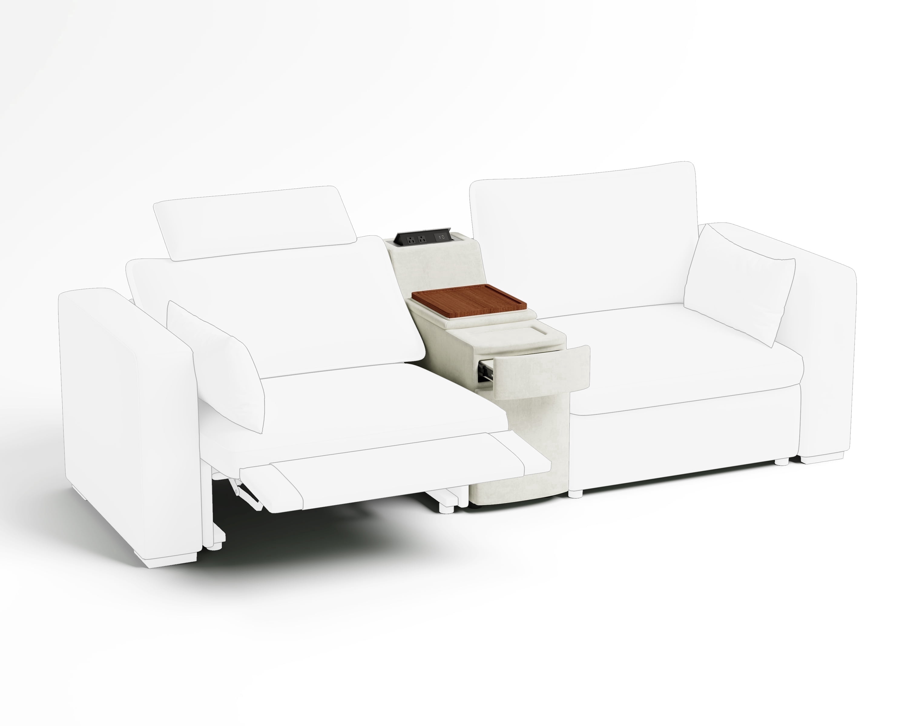 BEDEEP Chenille Console, White