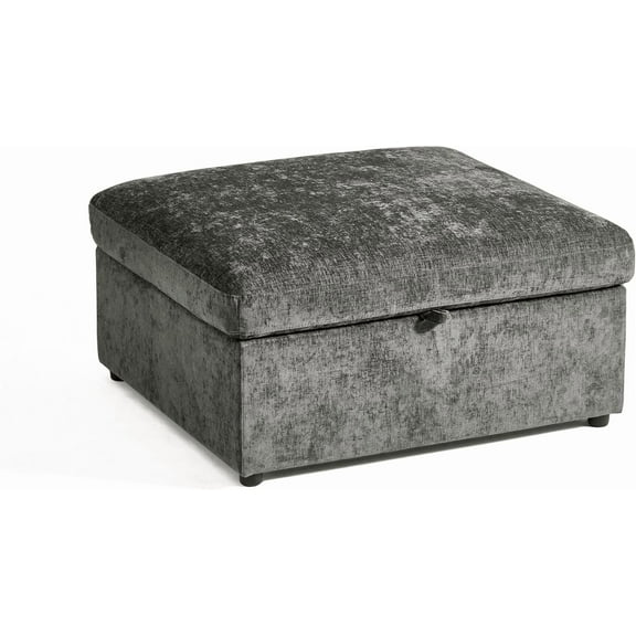 BEDEEP Movable Storage Ottoman for Modular Sectional Sofa, Chenille Ottoman with Storage for Living Room, Gray