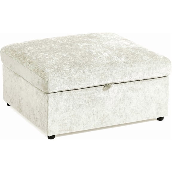 BEDEEP Movable Storage Ottoman for Modular Sectional Sofa, Chenille Ottoman with Storage for Living Room, White