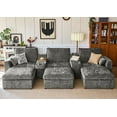 thumbnail image 1 of BEDEEP 152.4'' Modular Sectional Sofa with Console Charging Station, U Shaped Chenille Cloud Couch with Storage Ottoman, Convertible 6-Seat Deep Sofa with Chaise for Living Room, Gray, 1 of 10