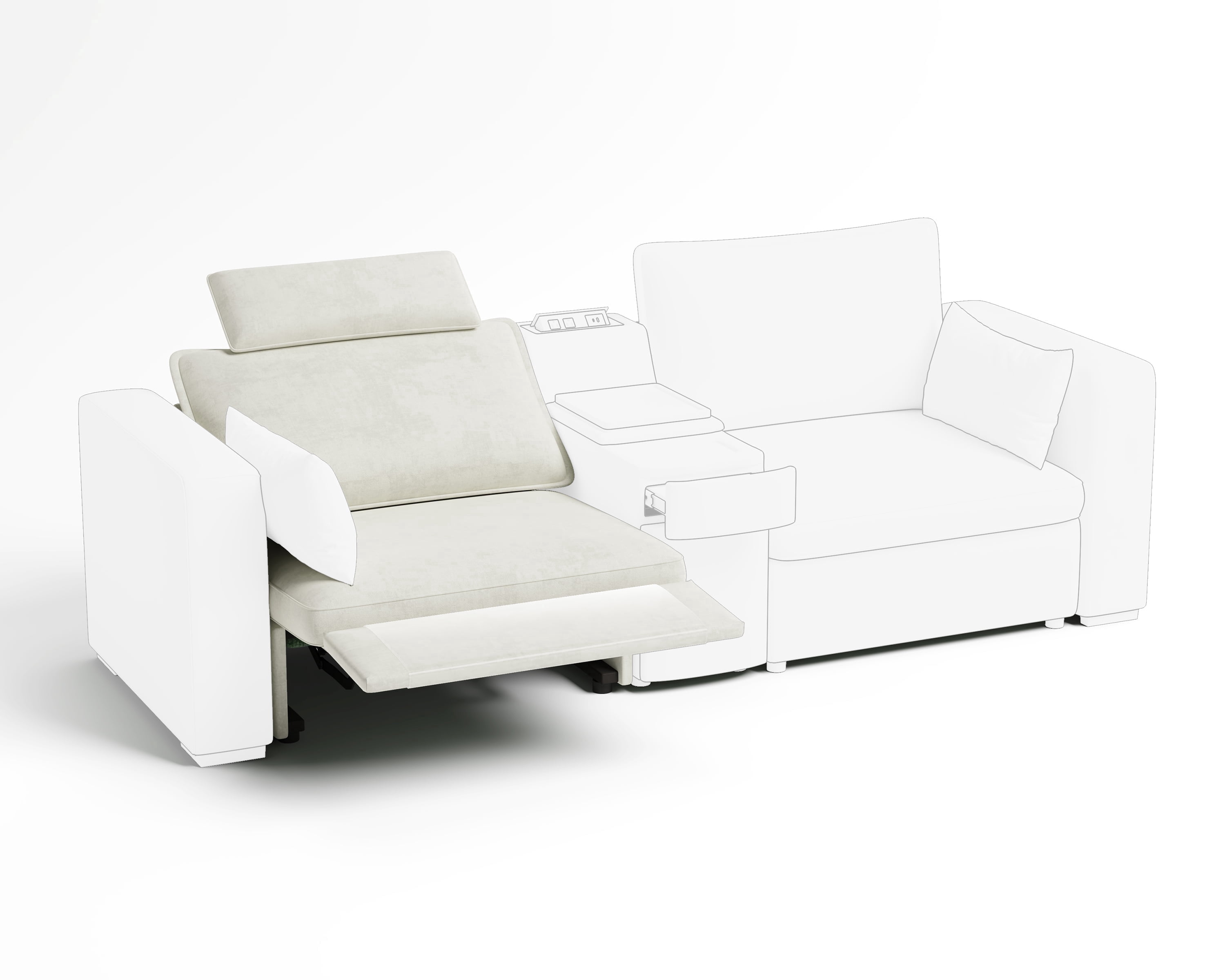 BEDEEP Chenille Power Recliner, White
