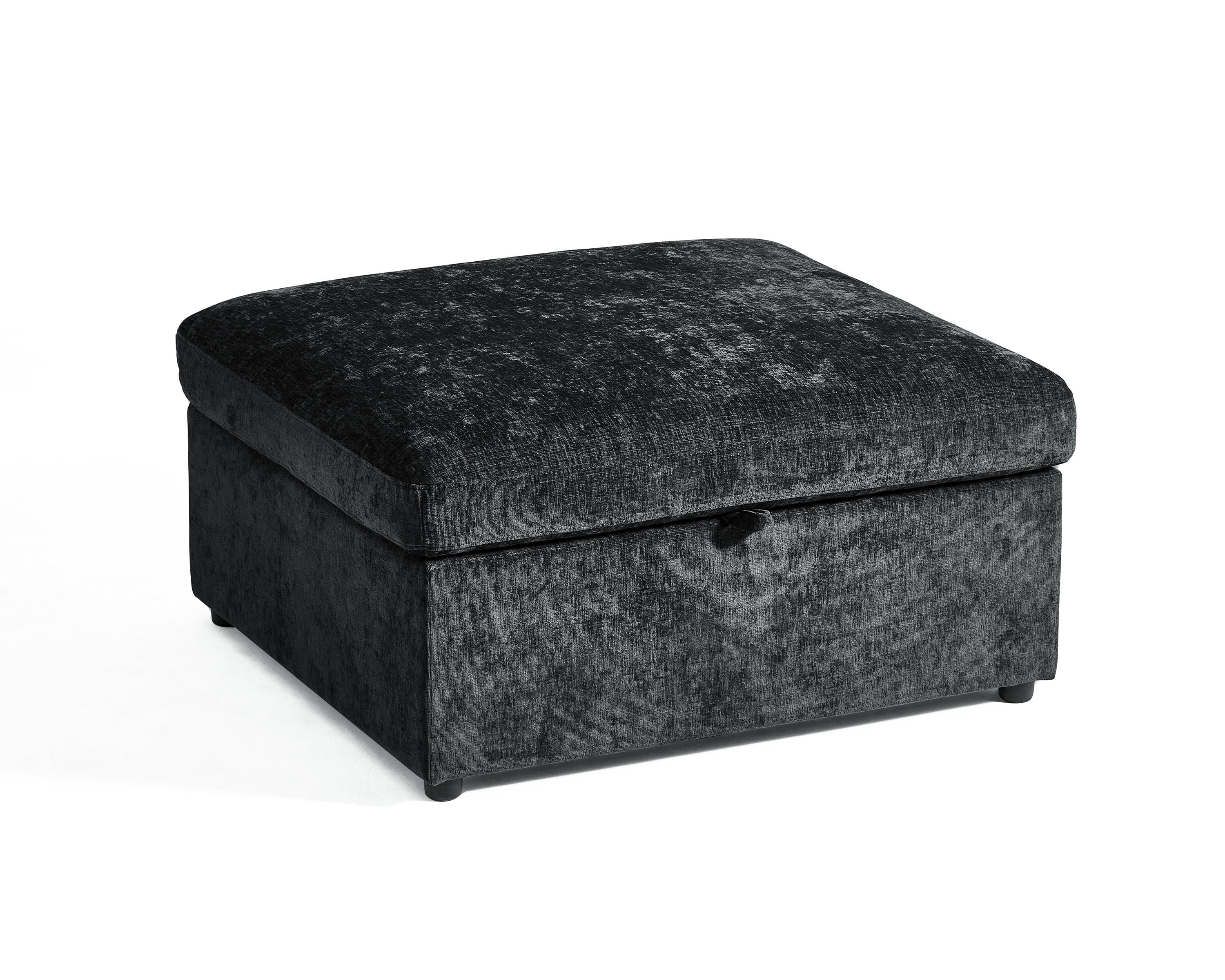 BEDEEP Movable Storage Ottoman for Modular Sectional Sofa, Chenille Ottoman with Storage for Living Room, Black