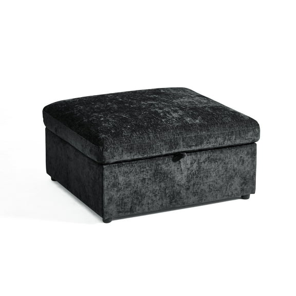 BEDEEP Movable Storage Ottoman for Modular Sectional Sofa, Chenille Ottoman with Storage for Living Room, Black