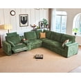 thumbnail image 1 of BEDEEP Modular Sectional Power Reclining Sofa Set for Living Room with Console Storage, Cloud Couch 5 Seater Sectional Couch with Recliner Headrest, Chenille, Green, 1 of 13