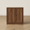 thumbnail image 1 of BEDEEP Storage Cabinet with Doors & Shelves, Modular Fluted Accent Arched Cabinet, Small Sideboard Buffet Coffee Bar Kitchen Pantry Cabinet, Media Console Credenza for Living Room, Bedroom, Walnut, 1 of 13