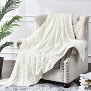 BEDELITE Fleece Throw Blanket for Couch   3D Ribbed Jacquard Fuzzy Blanket 50x60 inches