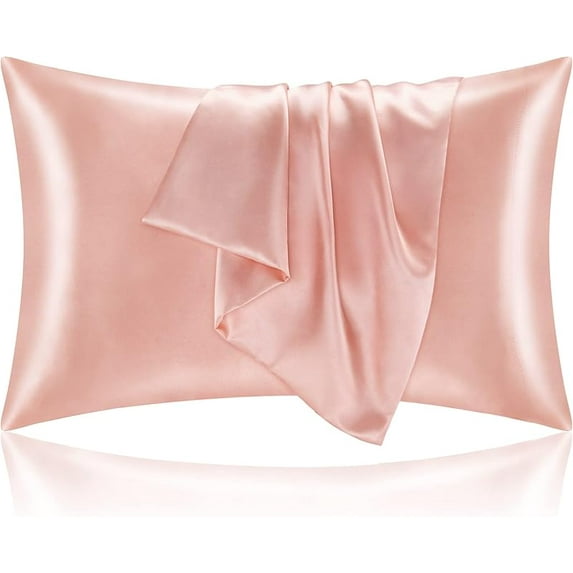 BEDELITE Satin Pillowcase for Hair and Skin, Super Soft and Cooling Similar to Silk Pillow Cases 2 Pack with Envelope Closure, Gift for Women Men(20"x26" Standard Size, Coral)