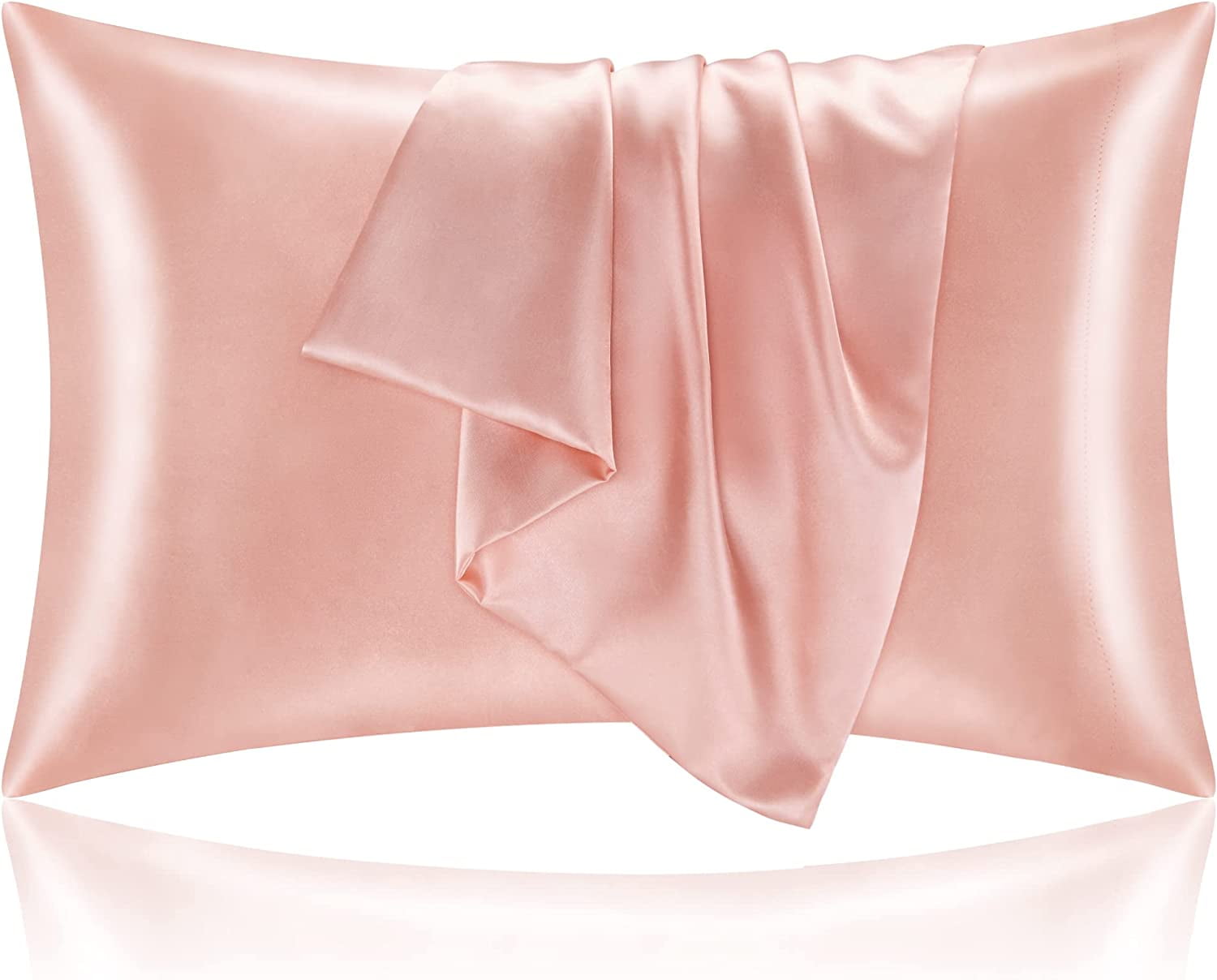 BEDELITE Satin Silk Pillowcase for Hair and Skin, Coral Pillow Cases Standard Size Set of 2 Pack