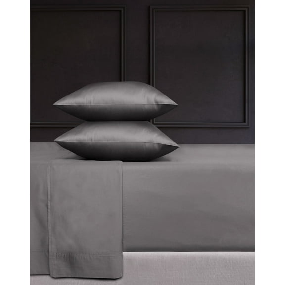 BEDLAM 100% Cotton Sheets Hotel Style Luxurious 500 TC Grey Cotton Sheets with a Beautiful Sateen Finish 4pcs Sheets Set Includes 2 Cotton Pillowcases Twin XL Size Sateen Cotton Bed Sheets