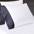 thumbnail image 1 of BEDLAM 100% Cotton Sheets Hotel Style Luxurious 800TC White Cotton Sheets with a Navy Italian Border 6pc Sateen Bed Sheets Set Includes 4 Cotton Pillowcases Full Size Sateen Cotton Sheet Set, 1 of 4