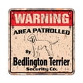 thumbnail image 1 of BEDLINGTON TERRIER Vintage Security Sign Area Patrolled pet dog sign gag gift pet vet gift Rigid Plastic | Indoor/Outdoor | 17" Wide, 1 of 4