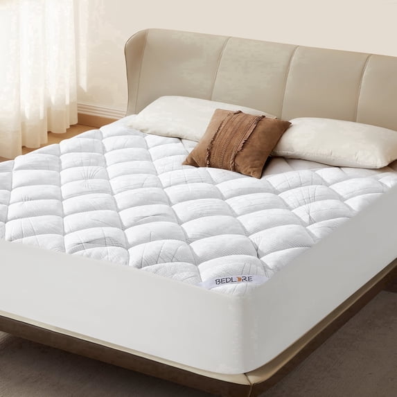 BEDLORE Cal King Size Mattress Topper, Fluffy Pillow Top Mattress Pad for Back Pain, Bamboo Breathable Mattress Cover with 6-18 Inches Deep Pocket
