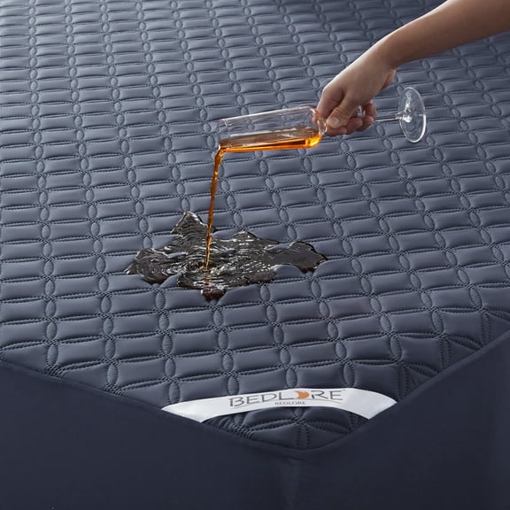 BEDLORE Waterproof Mattress Protector, Soft Noiseless Cal King Mattress Cover with Deep Pocket Fitted for 6-18 Inch (Navy Blue)