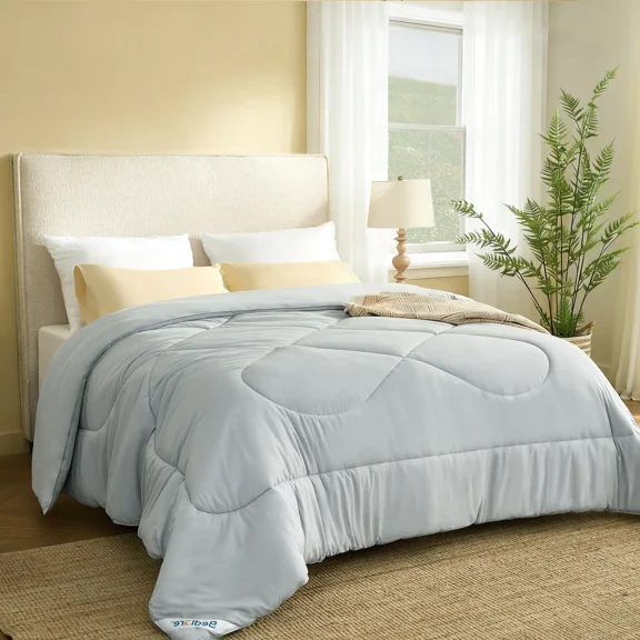 BEDLORE Comforters Queen Size Duvet Insert, All Season Down Alternative Queen Comforter, Ultra-Soft Quilted Bed Comforter with Corner Tabs, Machine Washable, Grey 88×88 Inches