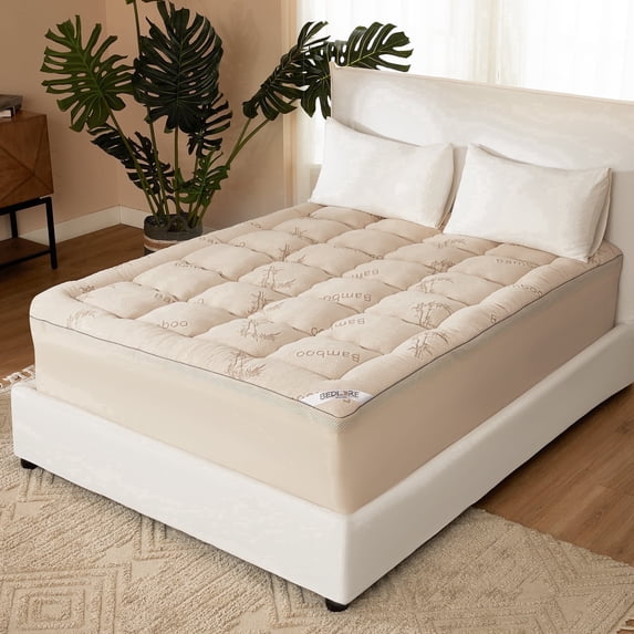 BEDLORE Mattress Topper Full Size, 2" Gel Memory Foam Plus 2" Plush Pillow Top Pad, 4 " Mattress Pad Cover for Back Pain