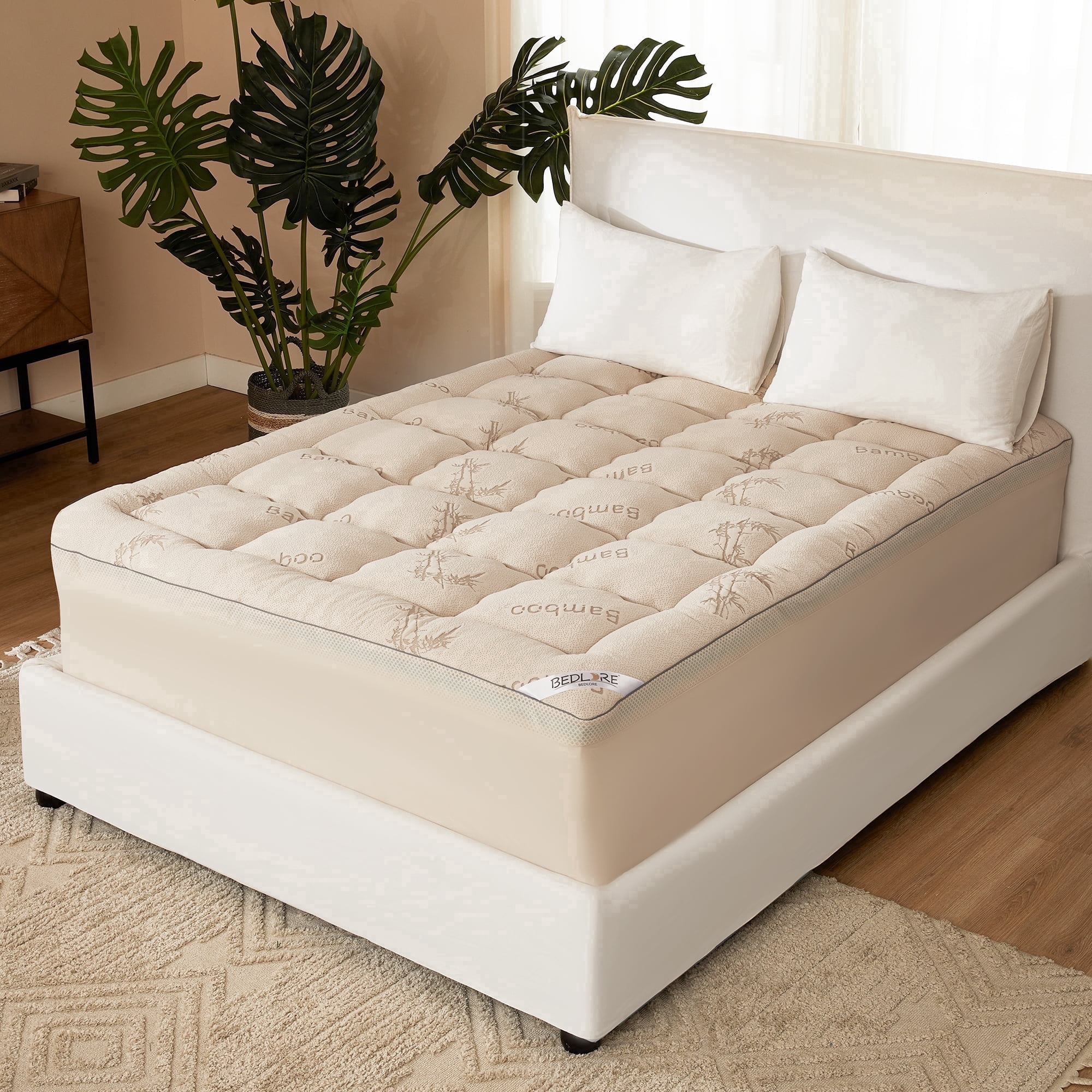 BEDLORE Mattress Topper Twin Size, 2" Gel Memory Foam Plus 2" Plush Pillow Top Pad, 4 " Mattress Pad Cover for Back Pain