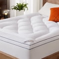 thumbnail image 1 of BEDLORE Cal King Mattress Topper for Back Pain Relief, Plush Pillow Top Mattress Pad with 6-18 inch Deep Pockets, Soft Machine-Washable Cover（White）, 1 of 10