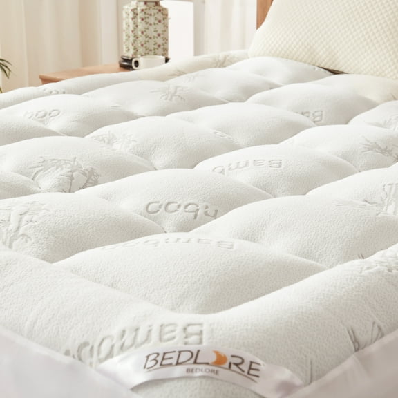 BEDLORE Queen Mattress Topper with Deep Pockets 6-18 inch, Pillow Top Pad for Back Pain Relief,Thick Soft Mattress Cover(White)