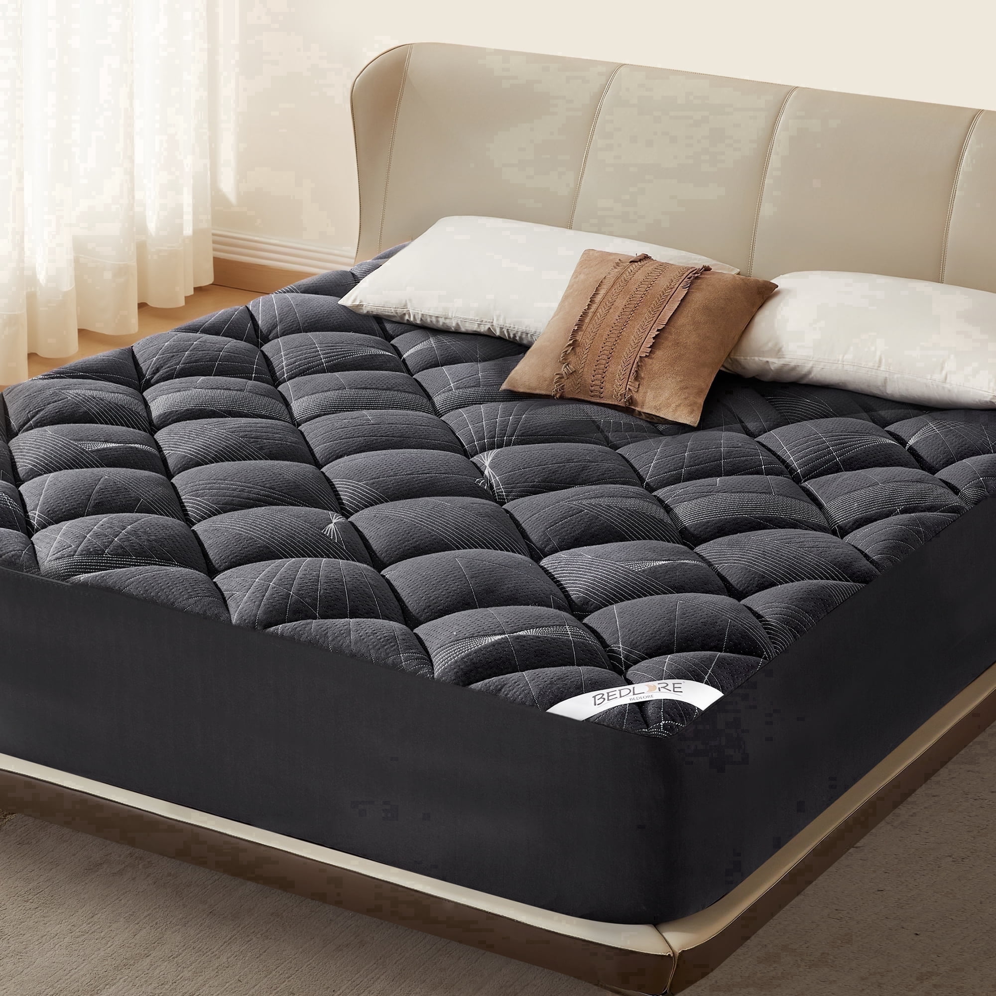BEDLORE Queen Size Mattress Topper, Soft Pillow Top Mattress Pad for Back Pain Relief, Fluffy Breathable Mattress Cover with 6-18 Inches Deep Pocket