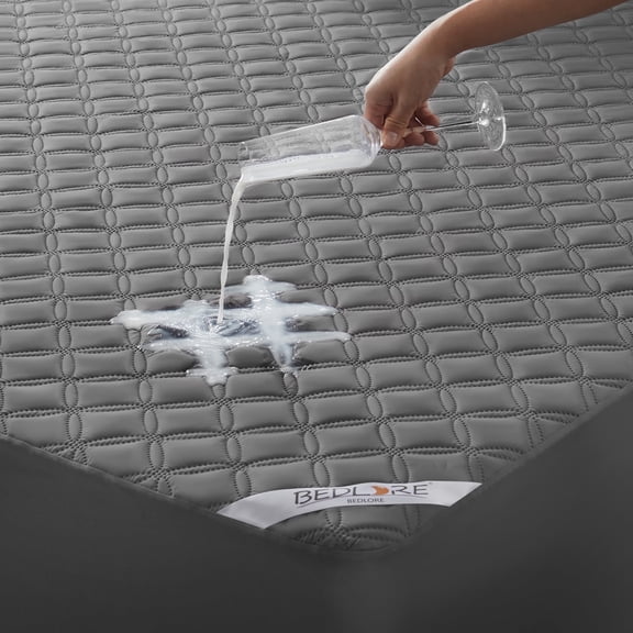 BEDLORE Waterproof Mattress Protector, Twin Size Mattress Pad, Quilted Fitted Mattress Cover with 6"-15" Deep Pocket, Breathable, Noiseless and Soft (Gray)