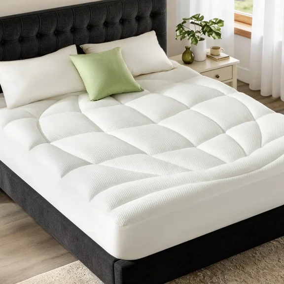 BEDLORE Twin Mattress Topper, Thick Tencel™ Blend Pillow Top Mattress Pad, Soft and Breathable Mattress Cover for Back Pain Relief, Deep Pocket Design Fits 6–15 Inches Mattresses(White)