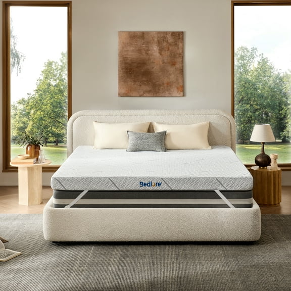 BEDLORE Twin Memory Foam Mattress Topper, 3 Inches Mattress Pad with Removable Washable Cover for Back Pain Relief