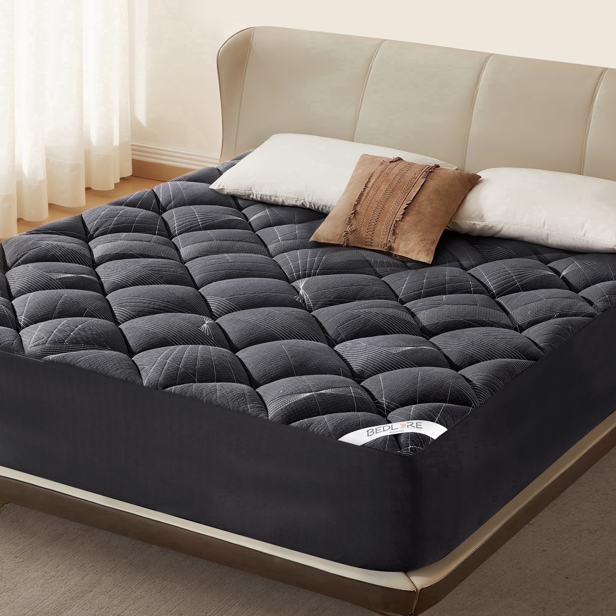 BEDLORE Twin Size Mattress Topper, Fluffy Pillow Top Mattress Pad for Back Pain, Bamboo Breathable Mattress Cover with 6-15 Inches Deep Pocket