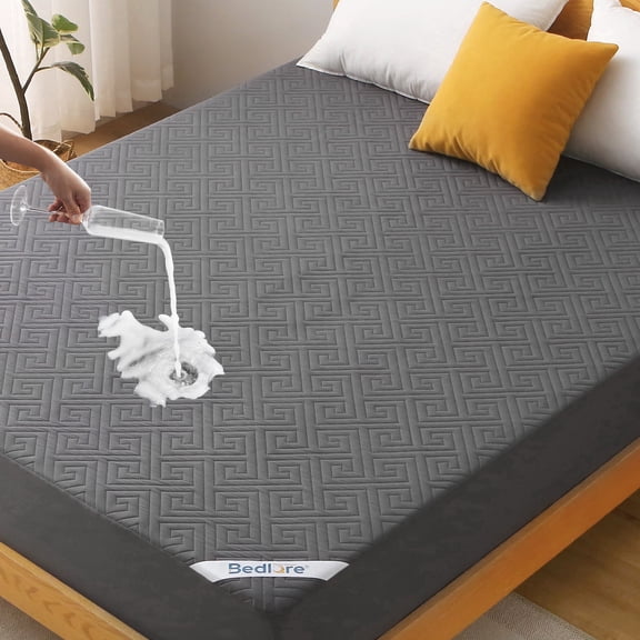 BEDLORE Waterproof Mattress Protector Full Size, Breathable Soft Mattress Pad with Deep Pocket fits 6-15 inch, Gray, Machine Washable
