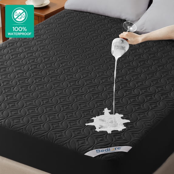 BEDLORE Waterproof Mattress Protector, Full Size Mattress Cover with Deep Pocket 6-18 Inches, Soft Comfortable Bed Protector Machine Washable (Black)