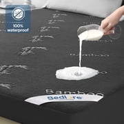 BEDLORE Queen Mattress Protector Waterproof, 3D Air Fabric Bamboo Mattress Cover Breathable Noiseless with 6"-18" Deep PocketGray