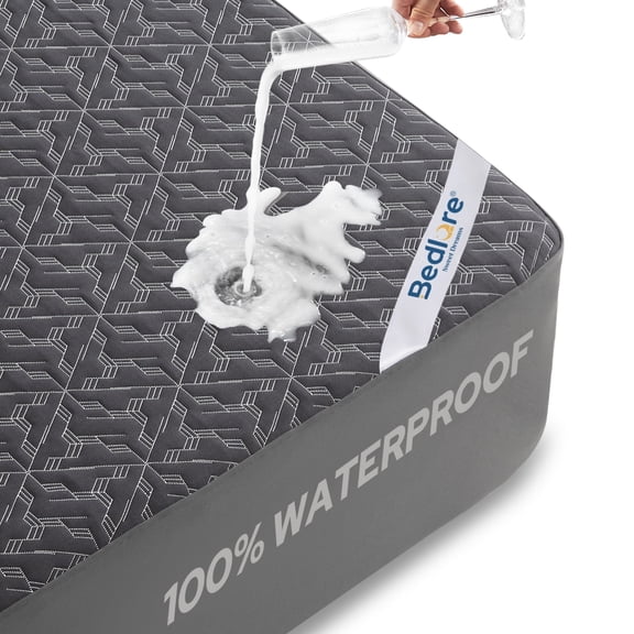 BEDLORE Waterproof Mattress Protector, King Size, Grey, Fits 6"-15" Mattress, Machine Washable