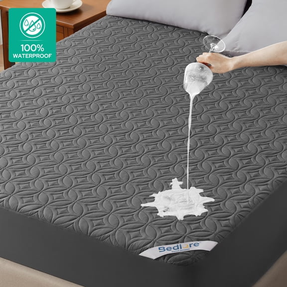BEDLORE Waterproof Mattress Protector, King Size Mattress Pad, Breathable Mattress Cover Washable with 6''-18'' Deep Pocket, Soft & Comfortable (Gray)