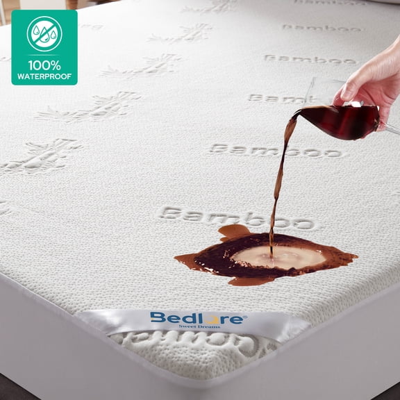 BEDLORE Full Mattress Protector Waterproof, 3D Air Fabric Bamboo Mattress Cover Breathable Noiseless with 6"-15" Deep Pocket(White)