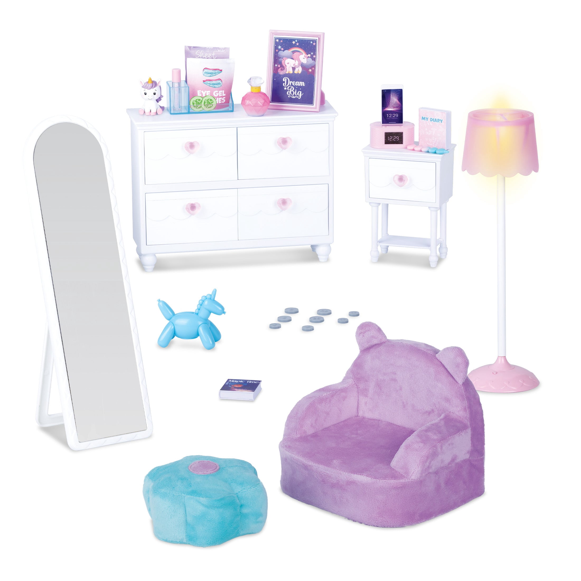 My Life As Bedroom Play Set for 18-inch Dolls, 28 Pieces