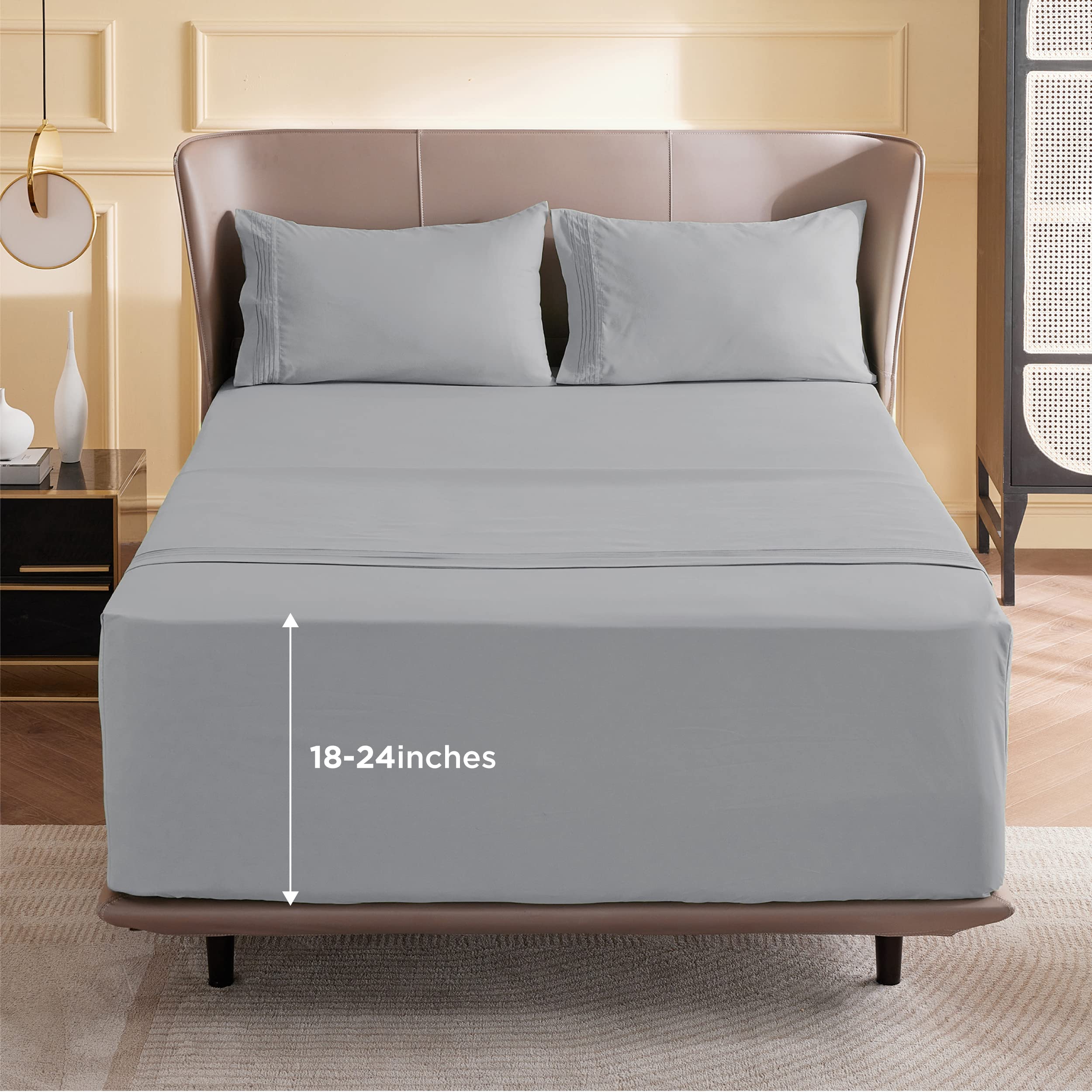BEDSURE Deep Pocket Twin Sheets Set Air Mattress Sheets with 18 to 24