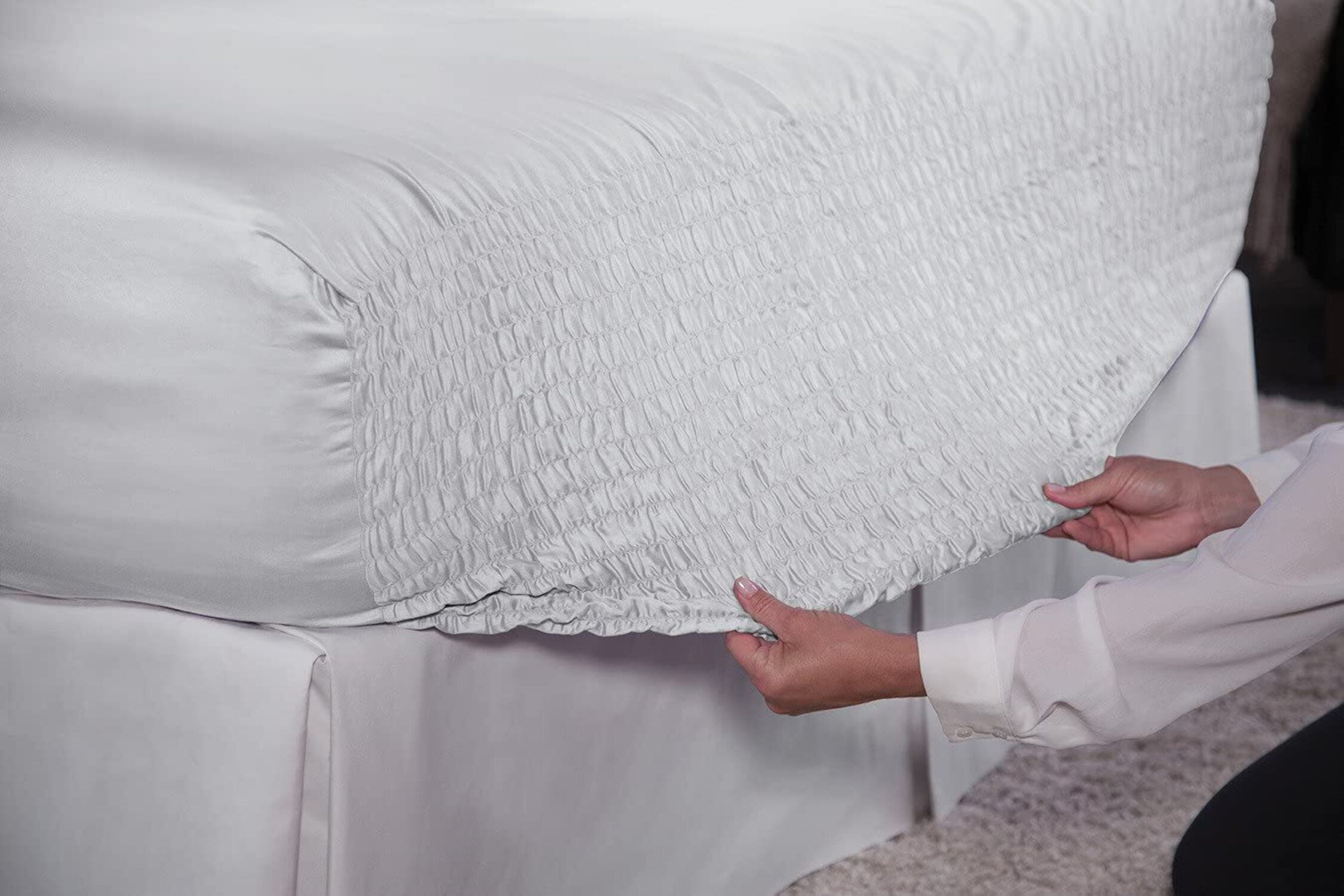 Luxurious White Cotton Flannel King Sheet Set with Deep Pocket