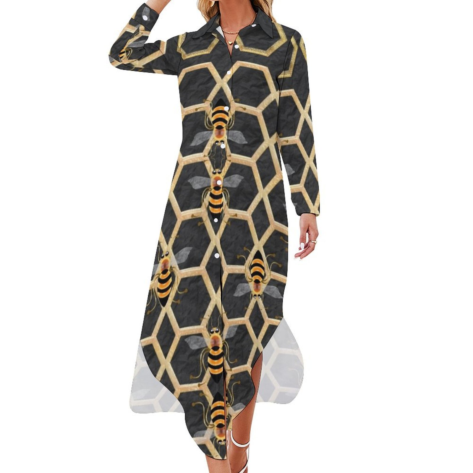 BEE 141 ON BLACK. Long Sleeved Shirt Dress Elegant gowns Female dress - Walmart.com BEE 141 ON BLACK. Long Sleeved Shirt Dress Elegant gowns Female dress - Walmart.com