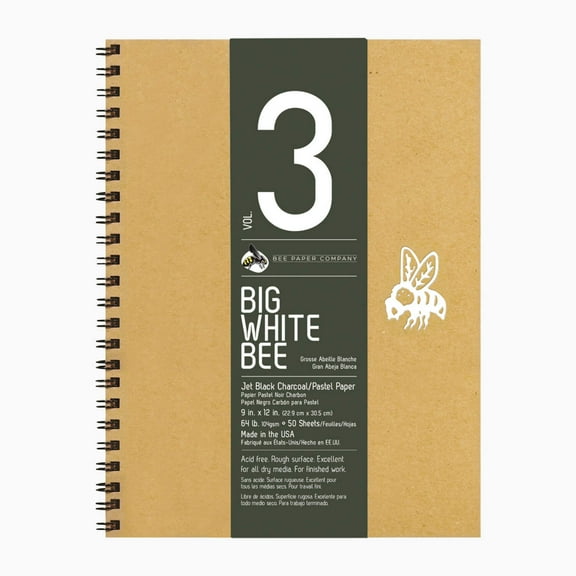 Bee Paper Big White Bee Black Charcoal Journal