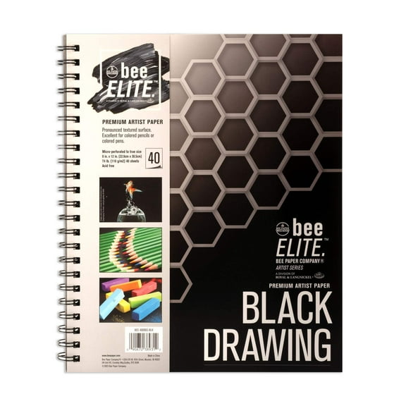 Bee Paper Bee Elite Black Drawing Artist Pad - 9" x 12"