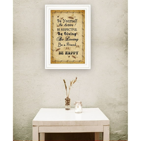 BEE HAPPY By Trendy Decor4U Printed Framed Wall Art Wood Multi-Color