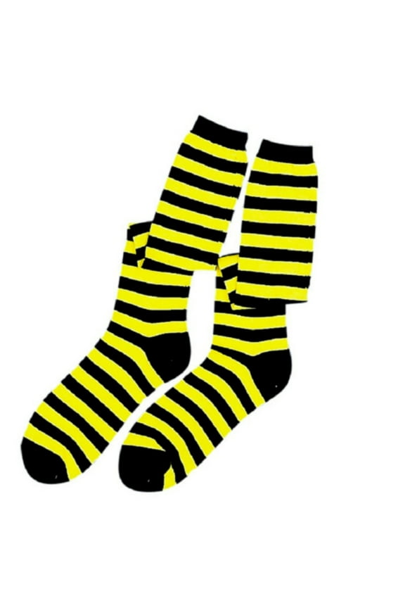 Adult Bumblebee Bee Striped Yellow Black Long Costume Socks