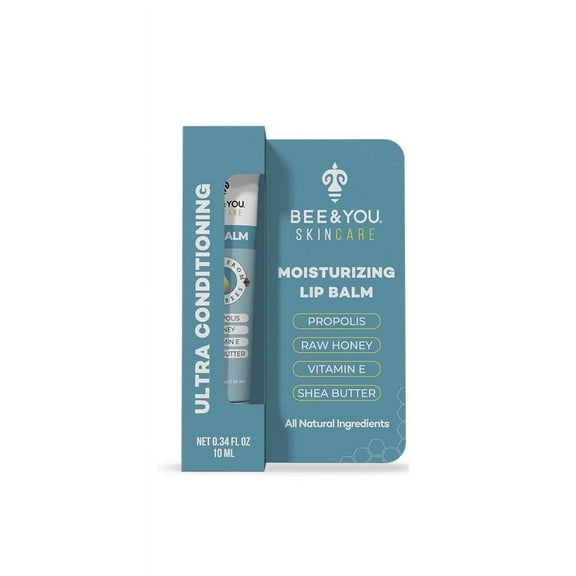 BEE and YOU 100% Natural Ultra Conditioning Moisturizing Liquid Lip Balm, Original Beeswax with Propolis + Raw Honey + Vitamin E + Shea Butter, 0.34 oz (10ml)